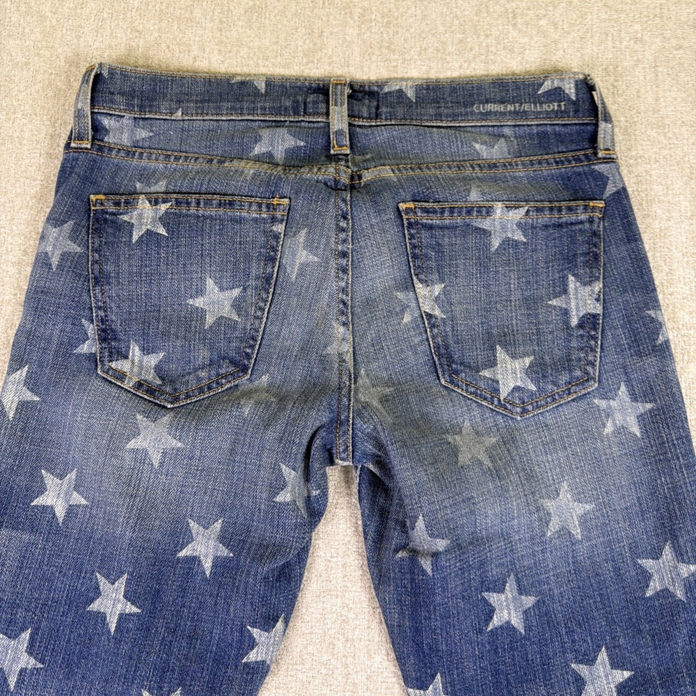 Current/Elliott Jeans Women 26 Blue Star Print Slim Cropped Low Rise Denim